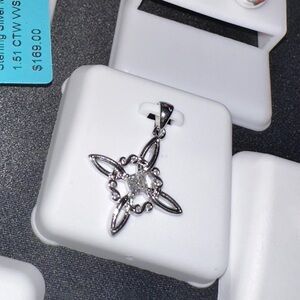925 Sterling silver Necklace w/Witch’s Knot Pendant (Moissanite)